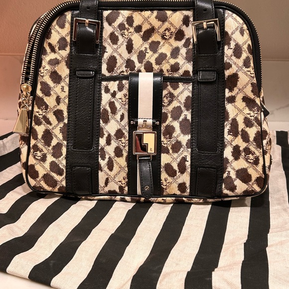 L.A.M.B. Black and Cream Satchel - Picture 1 of 15